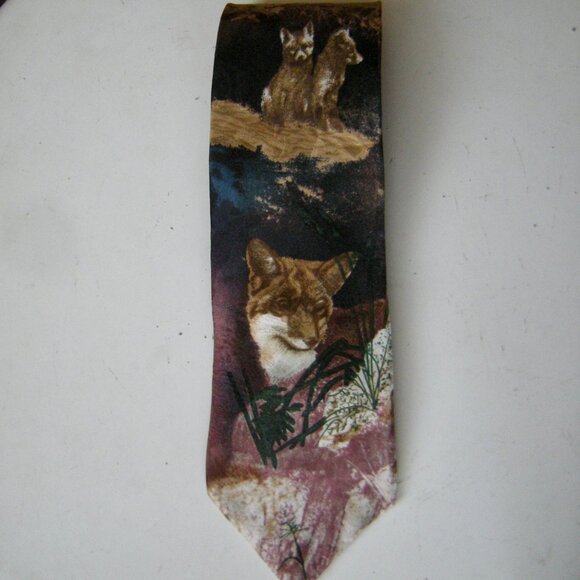 Fox and Cubs 100% Silk Tie  by Endangered Species Made in USA - Picture 8 of 8